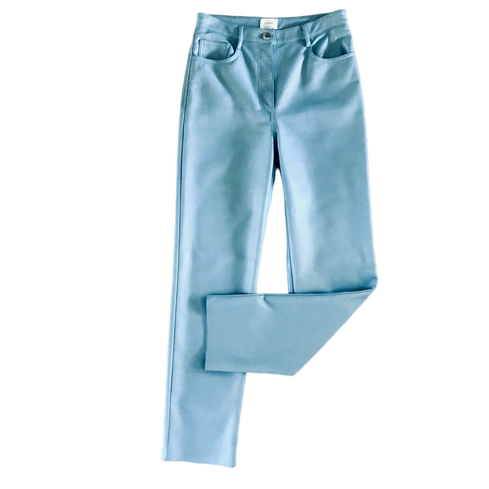 Aritzia Faux Leather Melina Pants Straight Leg Size 4 like new Wilfred Baby Blue